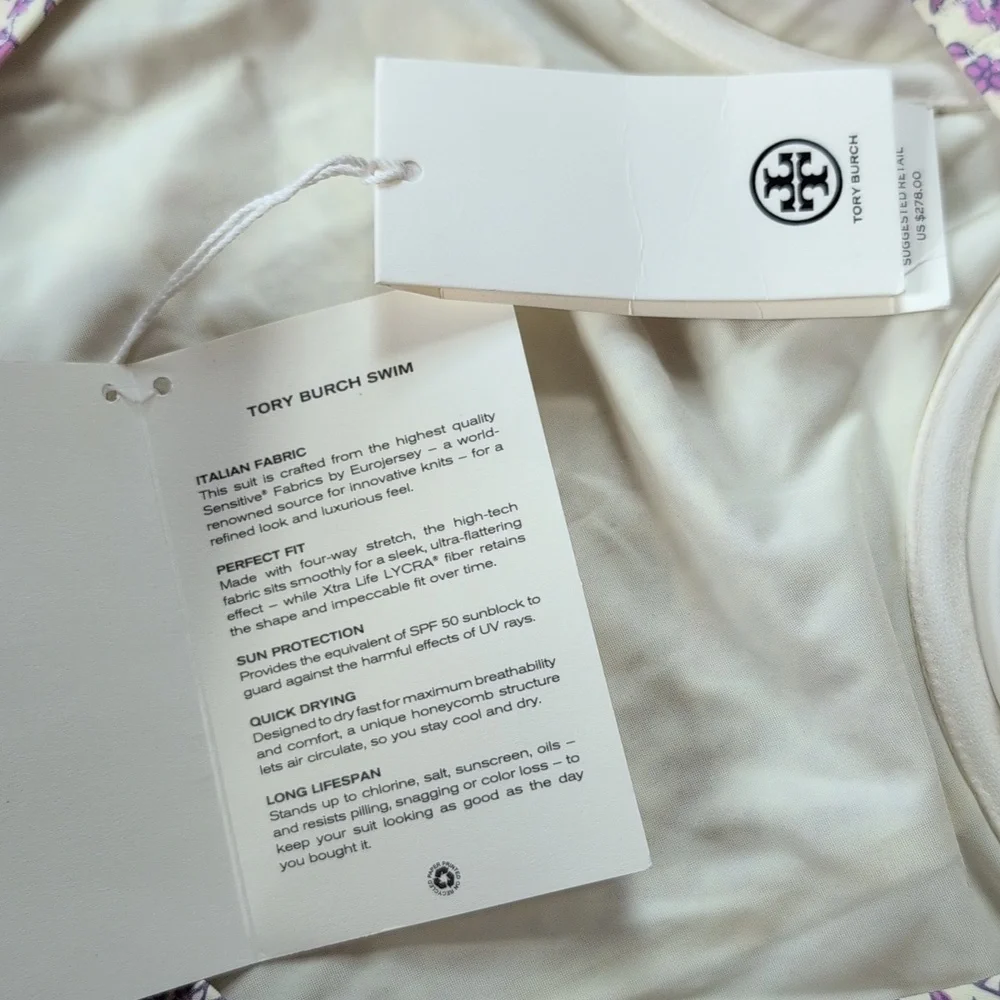 Tory Burch Purple Floral One Piece Swimsuit - Picture 6 of 11